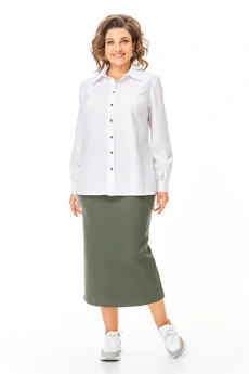 Костюм с юбкой 1249 оливка VI ORO