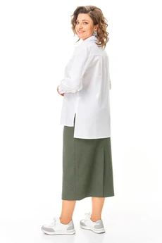 Костюм с юбкой 1249 оливка VI ORO