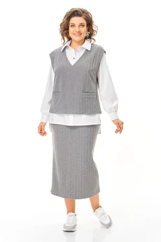 Костюм с юбкой 1249 серый VI ORO