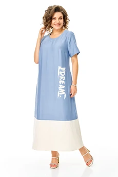 Платье 1252 голубой + молоко VI ORO