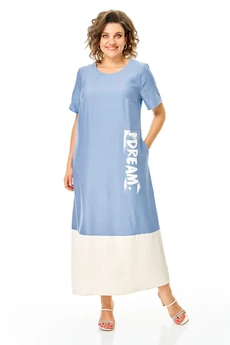 Платье 1252 голубой + молоко VI ORO