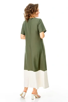 Платье 1252 оливка + молоко VI ORO