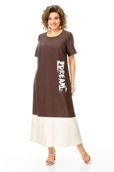 Платье 1252 шоколад + молоко VI ORO