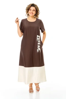 Платье 1252 шоколад + молоко VI ORO