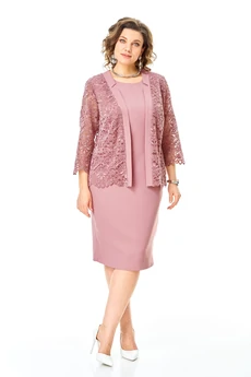 Костюм с платьем 1254 пыльная роза VI ORO