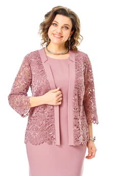 Костюм с платьем 1254 пыльная роза VI ORO