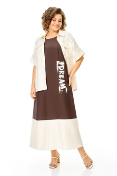 Костюм с платьем 1256 шоколад + молоко VI ORO