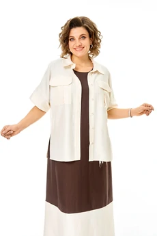 Костюм с платьем 1256 шоколад + молоко VI ORO