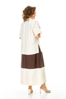 Костюм с платьем 1256 шоколад + молоко VI ORO