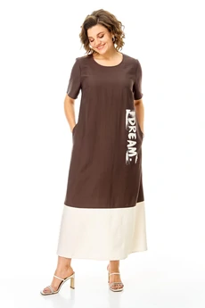 Костюм с платьем 1256 шоколад + молоко VI ORO