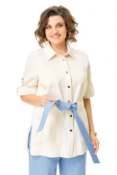 Костюм брючный 1265 молоко+голубой VI ORO