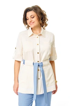 Костюм брючный 1265 молоко+голубой VI ORO