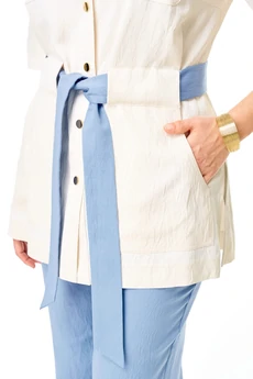 Костюм брючный 1265 молоко+голубой VI ORO