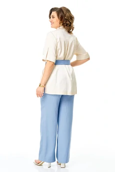 Костюм брючный 1265 молоко+голубой VI ORO