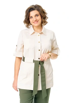 Костюм брючный 1265 молоко+оливка VI ORO