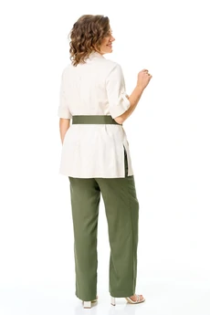 Костюм брючный 1265 молоко+оливка VI ORO