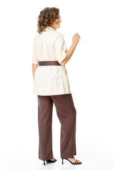 Костюм брючный 1265 молоко+шоколад VI ORO