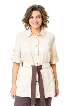 Костюм брючный 1265 молоко+шоколад VI ORO