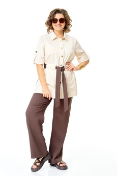 Костюм брючный 1265 молоко+шоколад VI ORO