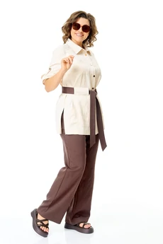 Костюм брючный 1265 молоко+шоколад VI ORO