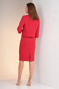 Костюм с юбкой 3451 красный в полоску VIOLA STYLE