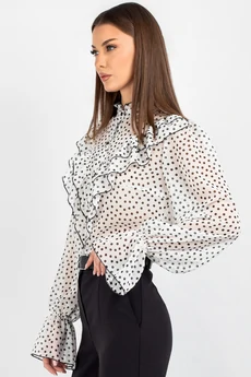 Блузка 744-1 черно-белый горох VIZAVI TEKSTIL