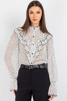 Блузка 744-1 черно-белый горох VIZAVI TEKSTIL