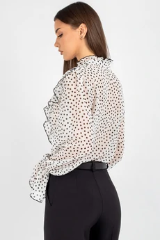 Блузка 744-1 черно-белый горох VIZAVI TEKSTIL
