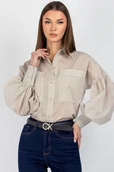 Рубашка 745 бежевая полоска VIZAVI TEKSTIL