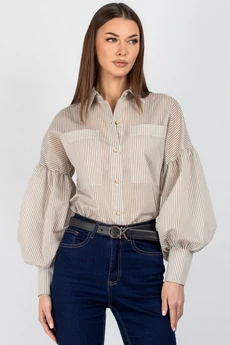 Рубашка 745 бежевая полоска VIZAVI TEKSTIL