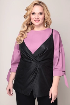 Костюм брючный 1223 черно-розовый VOLNA