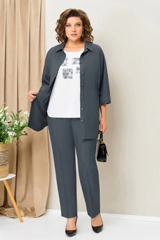 Костюм брючный 1406 серо-голубой графит VOLNA