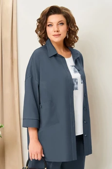 Костюм брючный 1406 серо-голубой графит VOLNA