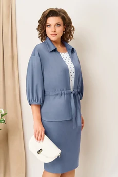 Костюм с юбкой 1425 голубой VOLNA