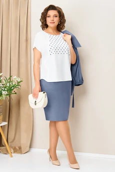 Костюм с юбкой 1425 голубой VOLNA