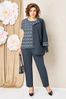 Костюм брючный 1427 серо-голубой графит VOLNA