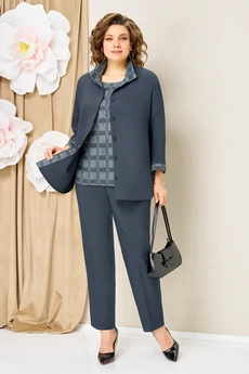 Костюм брючный 1427 серо-голубой графит VOLNA
