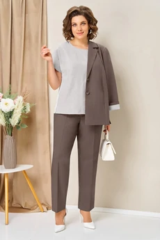 Костюм брючный 1435 бежевый капучино VOLNA