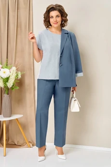 Костюм брючный 1435 голубой джинсовый VOLNA