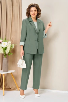 Костюм брючный 1435 мятно-оливковый VOLNA