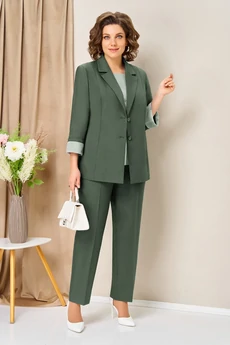 Костюм брючный 1435 темная олива VOLNA
