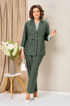 Костюм брючный 1435 темная олива VOLNA