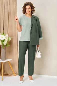 Костюм брючный 1435 темная олива VOLNA