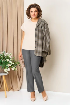 Костюм брючный 1436 серо-бежевый VOLNA