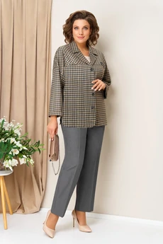 Костюм брючный 1436 серо-бежевый VOLNA