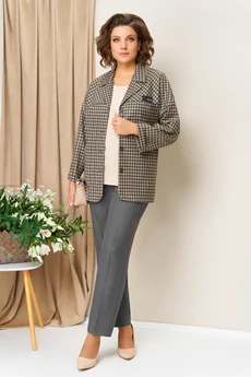 Костюм брючный 1436 серо-бежевый VOLNA