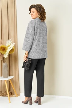 Костюм брючный 1439 бело-графитовый VOLNA