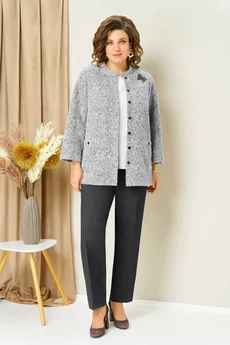 Костюм брючный 1439 бело-графитовый VOLNA