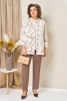 Костюм брючный 1439 молочно-бежевый VOLNA