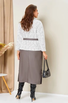 Костюм с юбкой 1447 бежево-белый VOLNA
